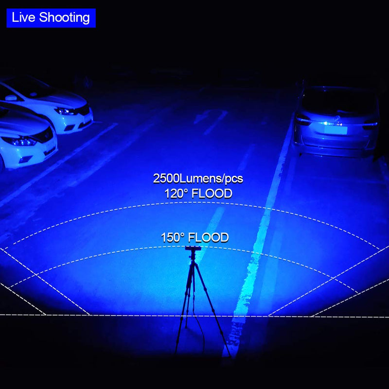 Waterproof Led Boat Lights, Blue Light,2 pc 72W Deck/Dock Marine Lights 4000 LMS 120°Flood Light, 6.3 inch, 12/24 V Led Light Bar (Blue Light) 72W Blue