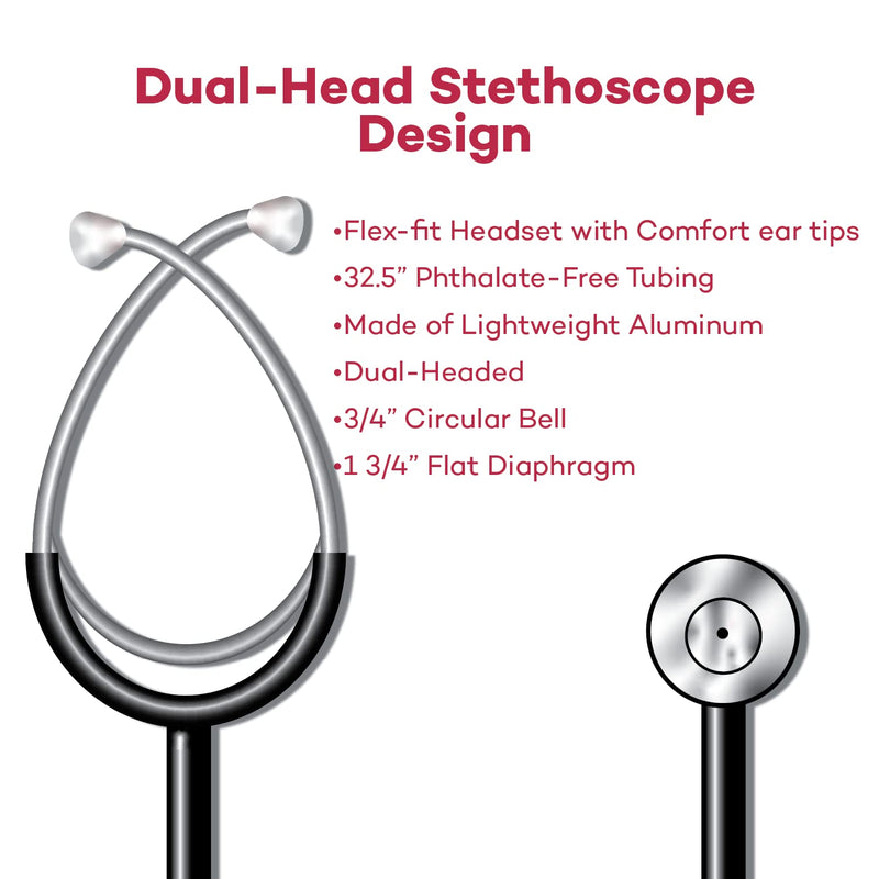 Dealmed General Exam Stethoscope – Professional Economy Dual-Head Medical Stethoscope with Lightweight Chestpiece, Flexible 32” Tubing & Comfort Eartips (Pink) Pink