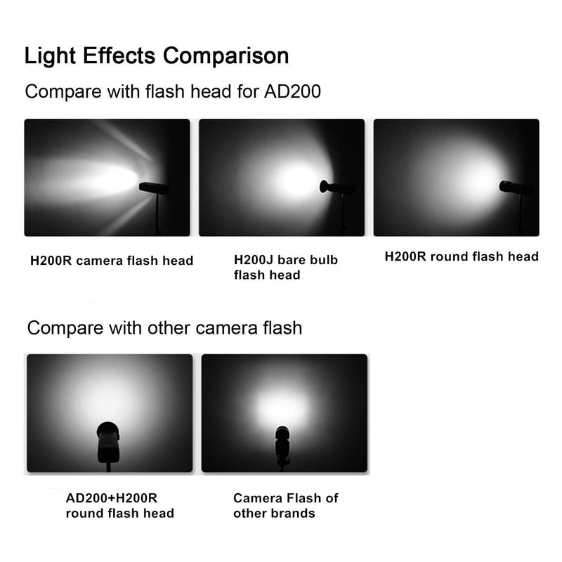 GODOX H200R, AD200 Round Head Flash Extension, 200W Strong Power, Natural Light Effects, Lightweight and Portable Spiral Flash AD200,AD200Pro Pocket Flash Strobe