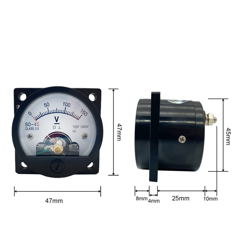 Analog Dial Panel Meter Voltmeter Gauge SO-45 DC 0-15V Round Current Measuring Ammeter, 1 Pcs DC0-15V