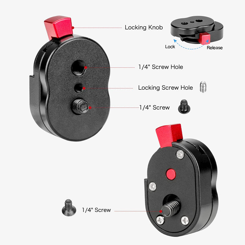 Koolehaoda Mini Quick Release Plate System with 1/4" Screw for Camera Tripod, Gimbal, Monopods,Video Monitors, Magic Arm, Flash Bracket, Stabilizer -(PU-30C)