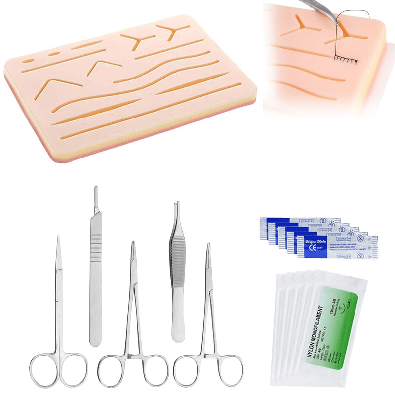 Surgical suture set: suture material surgery, suture practice kit, wound suture practice set, silicone suture pad with tool set, suture practice set, surgical suture set gift for medical students, veterinarians