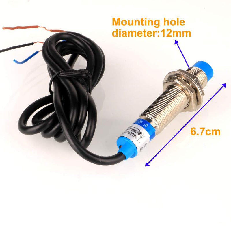 Formed 4mm Inductive Proximity Sensor Detecting Distance Proximity Sensor Cylinder Proximity Switch NPN NC(Normally Closed) DC 6-36V 300mA 3-Wire LJ12A3-4-Z/AX (Diameter 12mm) E667
