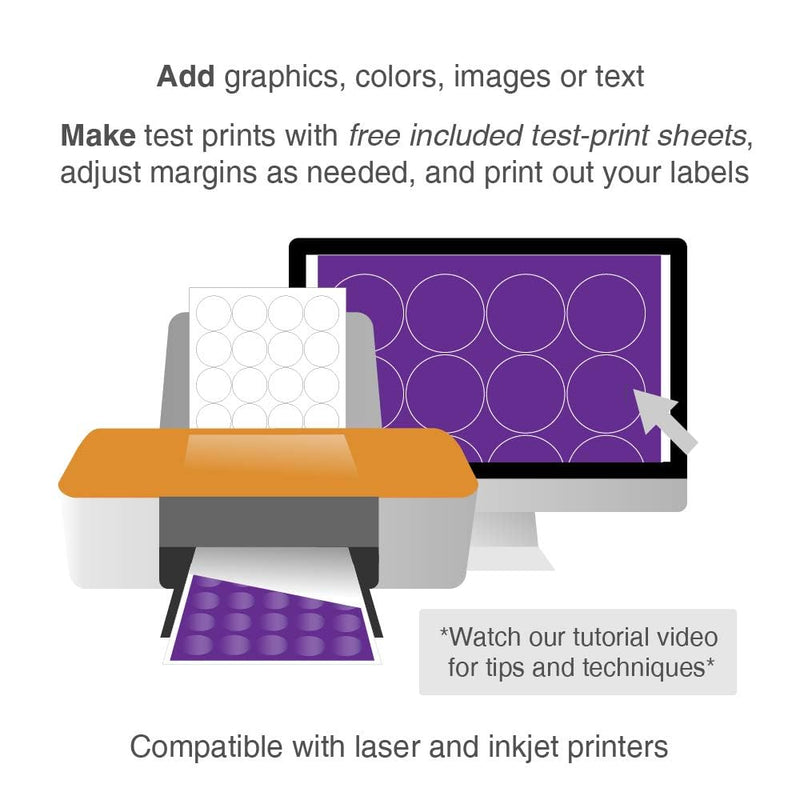 ChromaLabel 2 Inch Round Printable Labels, Compatible with Laser and Inkjet Printers, 500 Pack, 25 Sheets, White