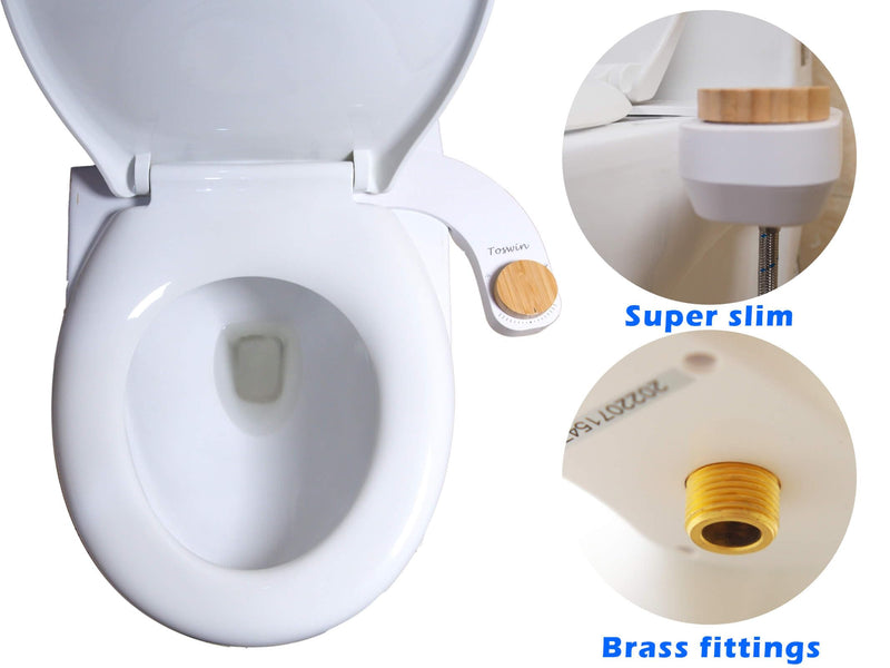Left Handed Bidet Left Hand Bidet Left Side Control Bidet Attachment for Toilet with Dual Front & Rear Nozzles and Adjustable Water Pressure -White Knob White Knob