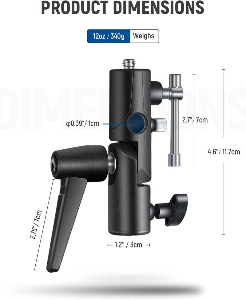 NEEWER Camera Flash Bracket H Type Mount with Umbrella Softbox Holder, 180° Swivel Adjustable Metal Light Stand Adapter with 1/4" to 3/8" Screw Adapter for Speedlite LED Light Stand Tripod (2 Pack) FB-1(2-Pack）
