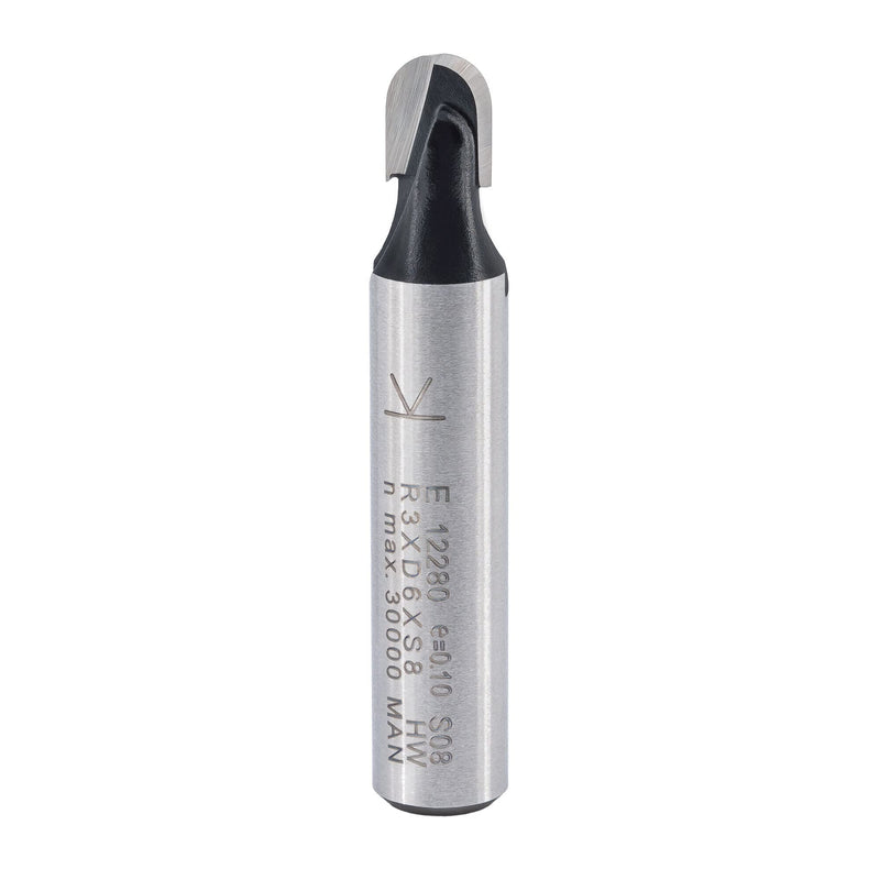 ENT 12280 HW cove cutter, shank (S) 8 mm, radius (R) 3 mm, diameter (D) 6 mm, NL 6 mm, SL 32 mm, woodworking, router R=3 / D=6 / NL=6