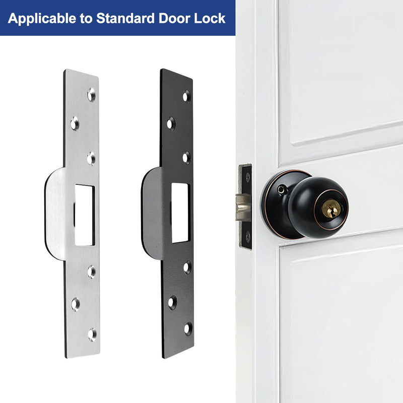 Extra Long Door Strike Plate 7", 2 Pack, Heavy Duty Anti Kick-ins, Oversized Striker to Repair Damaged Worn Frame/Slot/Jamb, Large Hole to Fix Latch Sticking, Security Reinforcement Plate Matte Black