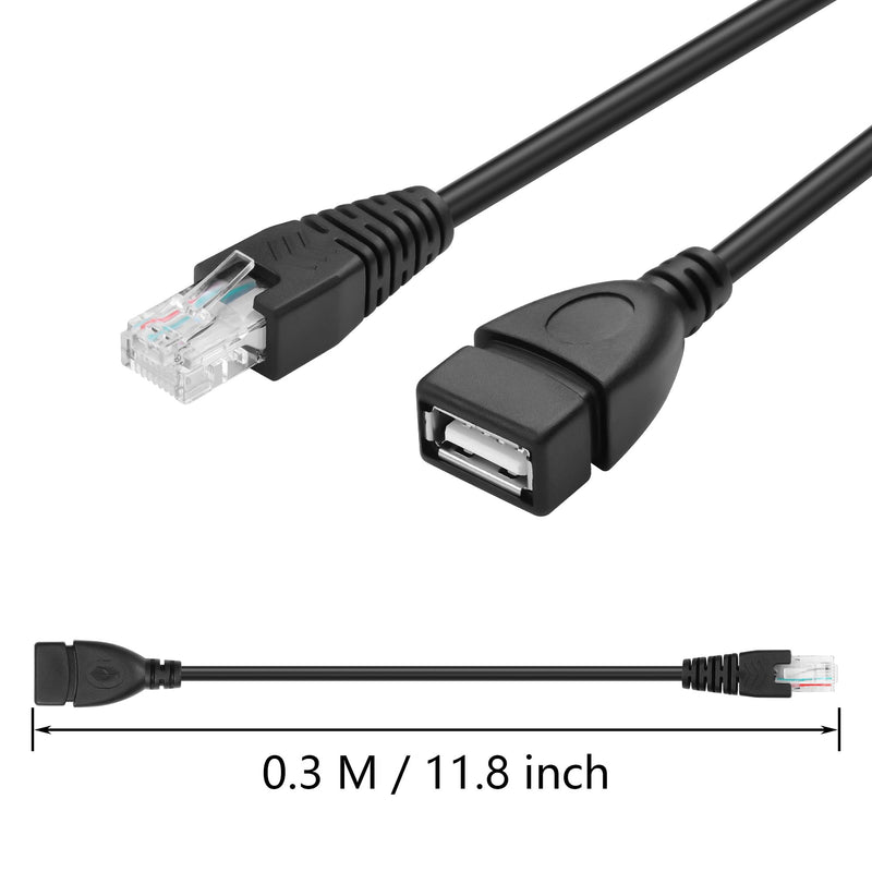 GINTOOYUN 2 Pcs USB to RJ45 Cable USB to RJ45 Ethernet Cable USB Female to RJ45 8P4C Ethernet Male Extension Cable for Router,ADSL Modem,Camera etc(11.81 Inch)