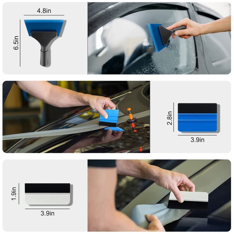 Car Window Tint Application Tools Kit, 8 Pcs Vehicle Glass Protective Film Installing Tool Car Window Film Squeegee Automotive Film Scrapers Window Tint Tools (8)