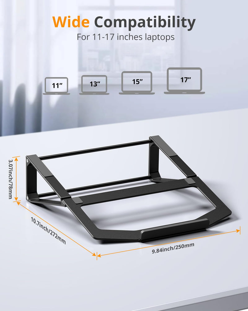 Laptop Stand for Desk, Aluminum Vertical Laptop Stand, 2-in-1 Laptop Riser Cooling Laptop Holder Compatible with MacBook Air Pro, Dell XPS, Lenovo, HP (11-17'') For 11-17'' Laptops