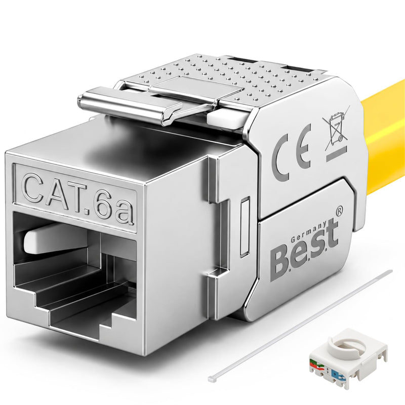 2x CAT 6A Keystone RJ45 Network Module Tool-Free STP 10 Gbit Network Socket | Tool-free RJ45 Keystone Network Module, STP, 10 Gbit, Patch Panel, Network Socket, LSA, PoE++, Gold-Plated Contacts 2 Stück CAT6A