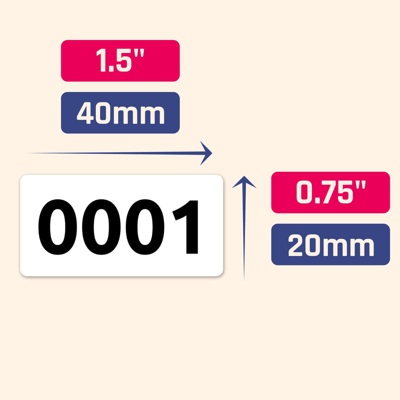 (3 Sets) 1-1000 Consecutive Number Inventory Labels Stickers Sheets, 1.5" x 0.75" (3 Sets) 0001 - 1000