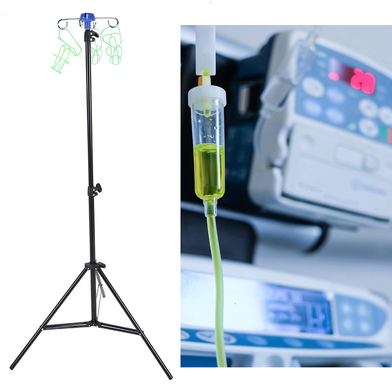 Infusion Stand, 4 Hooks Portable IV Stand Medical, Durable Retractable Infusion Stand, Foldable Infusion Stand Drip Bag Stand for Elderly Care Home, Hospitals and Clinics