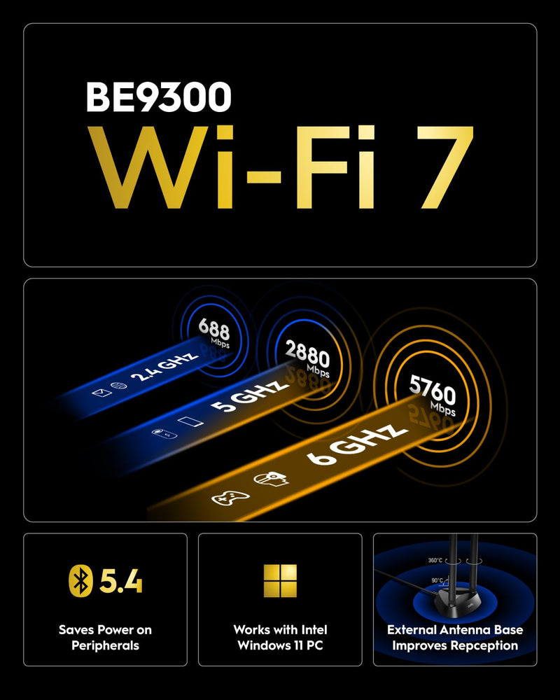 Cudy WiFi 7 WE9300S PCIe WiFi Card for PC, 6GHz Tri-Band Wireless Adapter, Intel BE200 Chipset, Bluetooth 5.4, High Gain Antenna, Easy Installation
