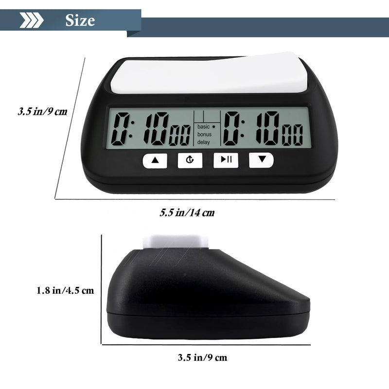 Digital Chess Clock Timer,QINFIEY Chess Timer for Board Games,Professional with Bonus Delay Count Down Up Function,Batteries Included