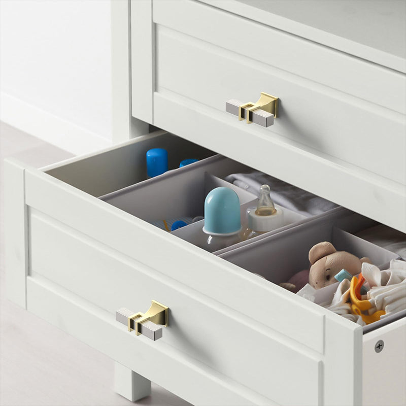 Amerdeco 10 Pack Brushed Satin Nickel and Gold Cabinet Knobs 1.46 Inch(37mm) Single Hole Cabinet Handles Rectangle Dresser Knobs Drawer Knobs and Pulls for Bathroom Cabinets ZH0067 1.46"/37MM Single Hole Brushed Satin Nickel+Gold