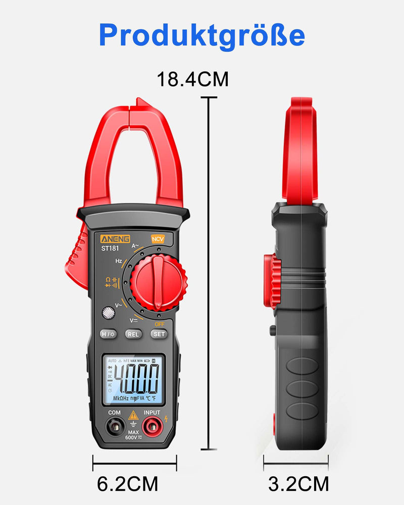 Digital Current Clamp AC DC Multimeter - True-RMS 4000 Counts Current Meter | Ammeter with automatic range selection for measuring AC/DC voltage current resistance capacity continuity NCV detection