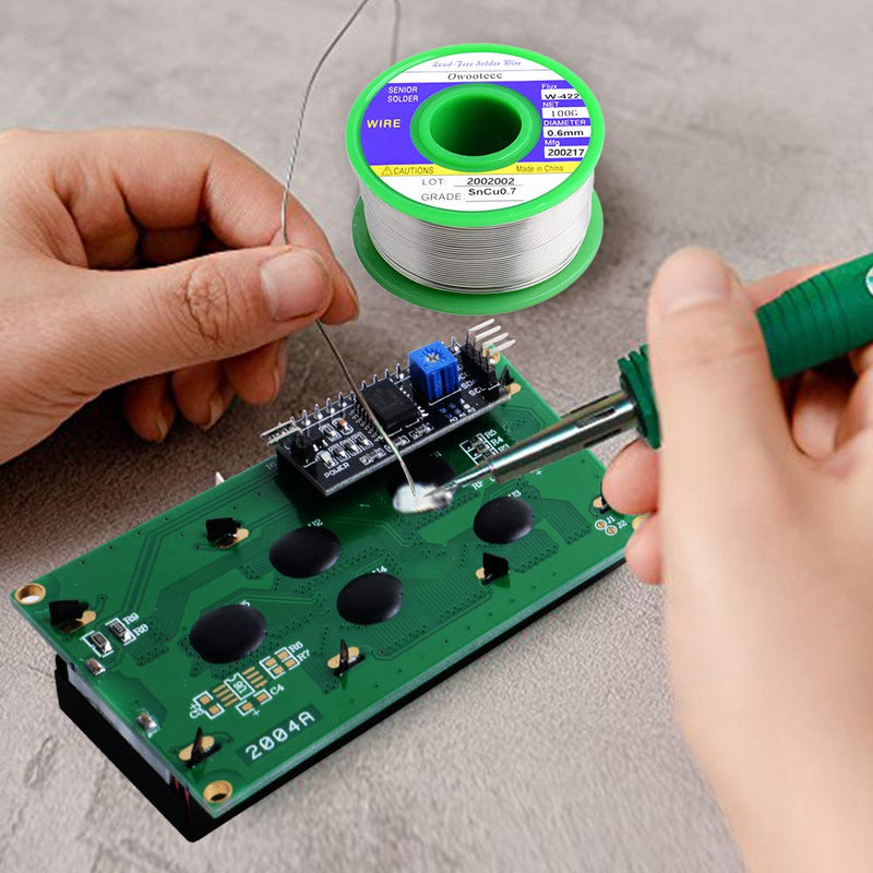 Owootecc solder, lead-free soldering wire with rosin core (Sn99.3 Cu0.7/0.6mm, 100g) for electric soldering and DIY Sn99.3 Cu0.7/0.6mm, 100g