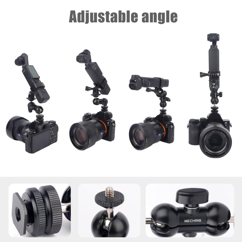 Cold Shoe Mount Expansion Adapter for DJI Osmo Pocket 3,Ajustable 360°Ball Head for DSLR Hot Shoe Mount,Vlogging and Dual Camera Setup
