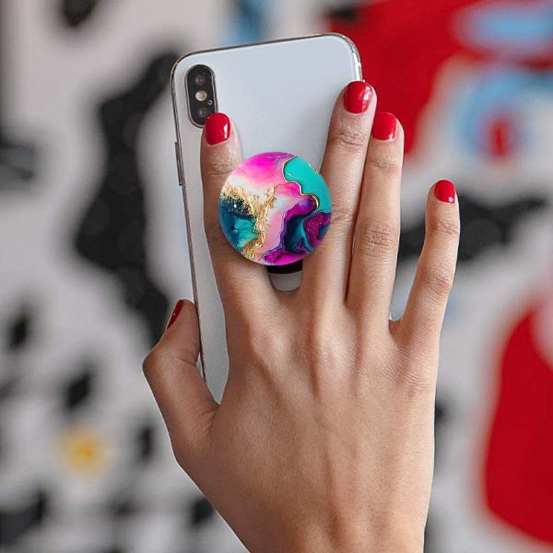 (6 Pack) Collapsible Cell Phone Grip for Smartphones,Expanding Cellphone Holder for Phone - Green Blue Gold Marble