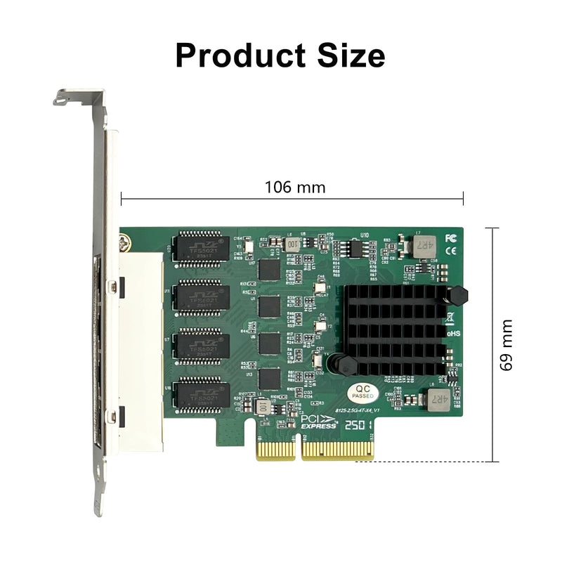 ipolex 2.5G Ethernet Card 4 Port NIC Network Adapter Realtek RTL8125BG Controller, Quad RJ-45 Port, PCI Express Gigabit Ethernet Card Support Windows/Windows Server/Linux/Ubuntu/Centos/Vmware 2.5G RTL8125 4xRJ45