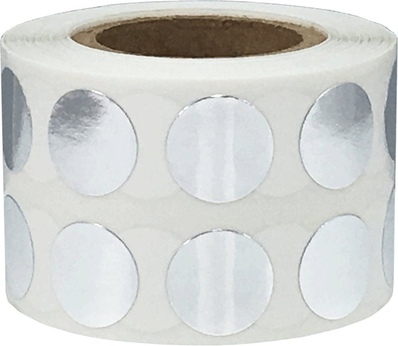Metallic Silver Circle Dot Stickers, 1/2" Inch, 1000 Labels per Roll - Ideal for Organizing, Decorating, Labeling and Crafting in Homes, Schools, and Office Use Metallic Silver