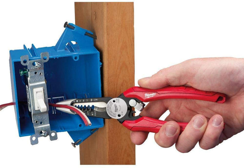 Milwaukee 48-22-3079 6-In-One Combination Wire Stripping and Reaming Pliers for Electricians, 2 Pack
