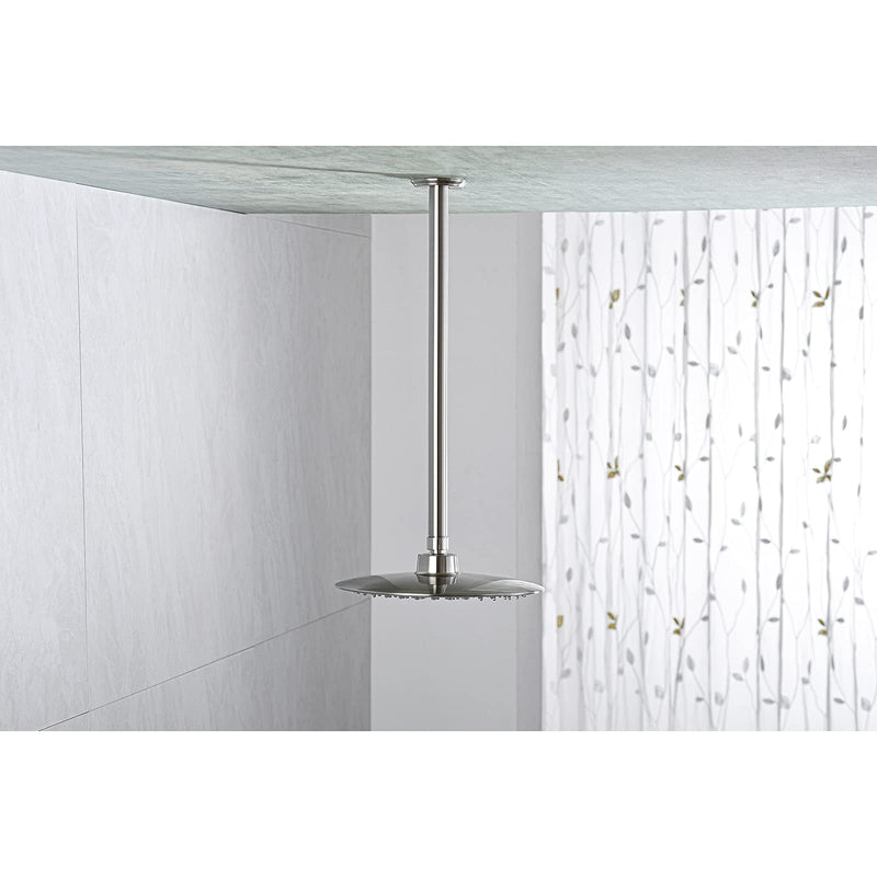 16 Inch Shower Arm and Flange Brushed Nickel, Ceiling Mounted Shower Arm for Rain Shower Head 16 Inches