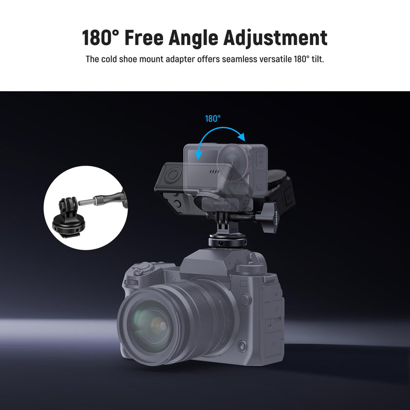 NEEWER Action Camera Cold Shoe Mount Adapter Compatible with GoPro Accessories Go Pro DJI Insta360 AKASO, Metal 1/4" Thread Hot Shoe Mount for Mini Tripod Selfie Stick, 180° Tilt, GP-63