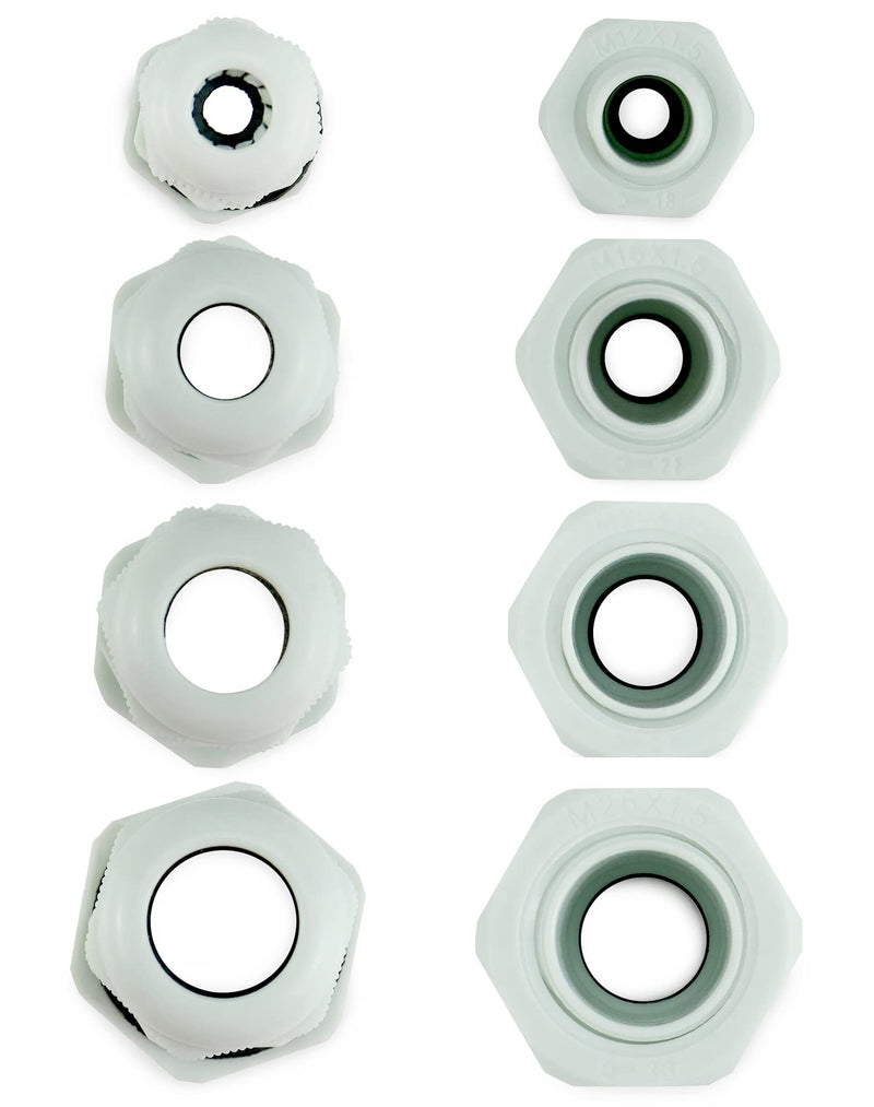 QWORK 32 Pcs Cable Glands, Waterproof Plastic Cable Gland, M12, M16, M20, M25