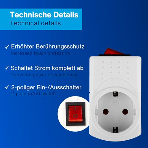 REV Socket Adaptor – Switchable Socket, Transition Plug, 3500 W, White White 1