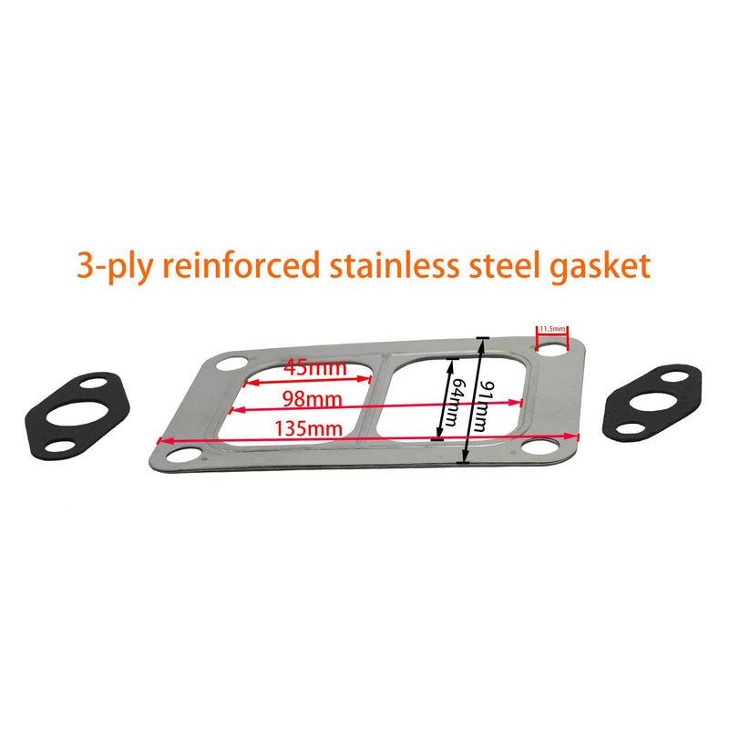 Turbo Stainless Steel Gasket Fit for Detroit Diesel Truck 12.7L Series 60 for Holset Garrett BorgWarner KKK K31 GT4294 GTA4294 HX50 HX55 714788 23525464 23522781 23528062 23528065 Turbocharger