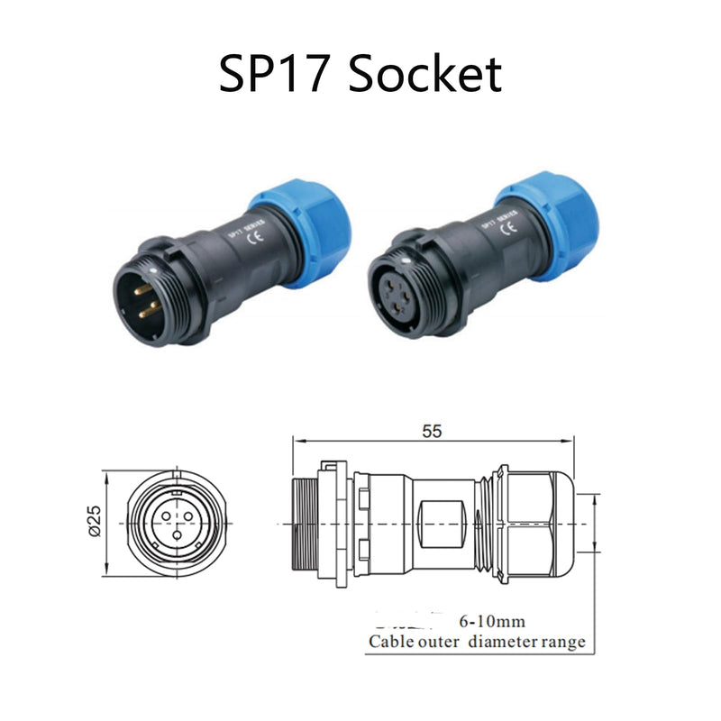 Connector Plug Aviation Plug SP17 2-Pin IP68 2 Pin Solderless Aviation Plug Waterproof and Dustproof Aviation Plug for Outdoor Lamps Uses 500V 10A (14AWG Cable Screw Crimp) SP17 2Pin