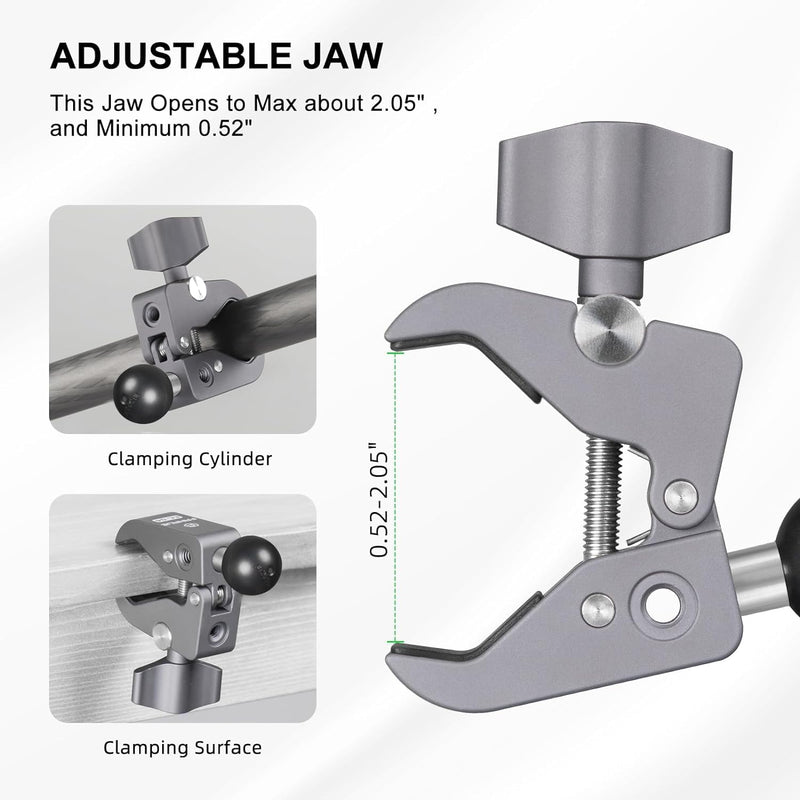 FANAUE 2 Pack Aluminum Alloy Handlebar Clamp Mount Base with 20mm Ball Head Adapter for Rails 0.5'' to 2'' Diameter Compatible with 20mm Ball Double Socket Arm & Bike Motorcycle Phone Holder