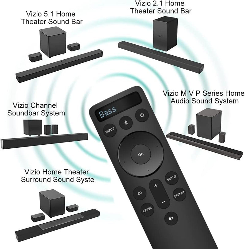 Vizio OEM Replacement Bluetooth Backlit Display Sound Bar Remote Controller for 2.1 5.1 Home Theater, Channel Soundbar System and M V P Series Home Audio System