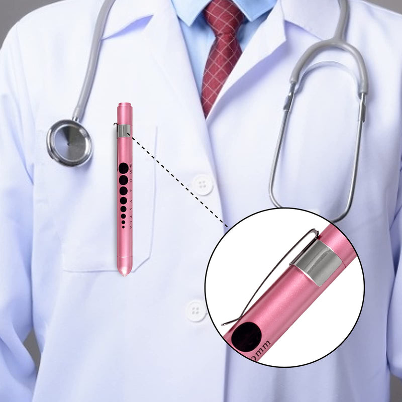 Medical Diagnostic Penlight, Pupil Light, Mini Reusable LED Pen Torch, Torch, Doctor Nurse, Emergency Pen Light with Engraving Gauge and Linea (Pink Gold + Purple) Pink Gold + Purple