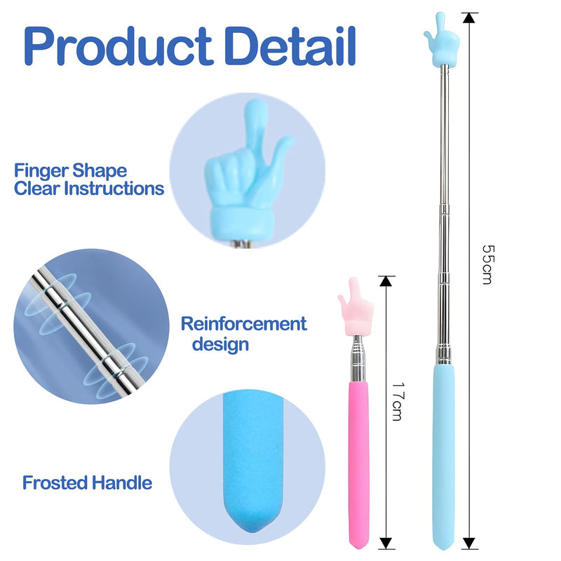 8 Pcs Telescopic Teacher Pointer Finger Pointer Stick for Teachers Coach Presenter, Extendable Hand Pointer Finger Pointer Stick, Extends to 21.7 Inches (8 Colors)