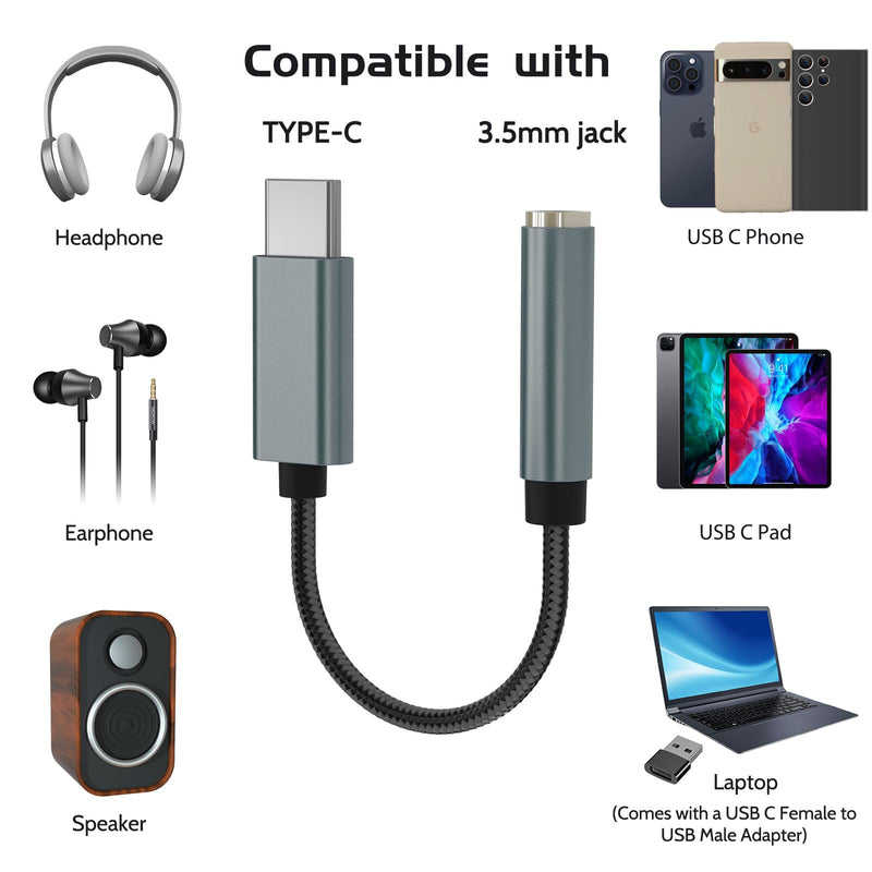 USB C DAC Dongle Amplifier [♪Ultimate Audio Experience♪] USB-C to 3.5mm Audio Adapter with CX31993 Chip Supports Hi-Resolution 32-bit/384kHz Lossless HiFi Music Compatible with Type C Smartphones