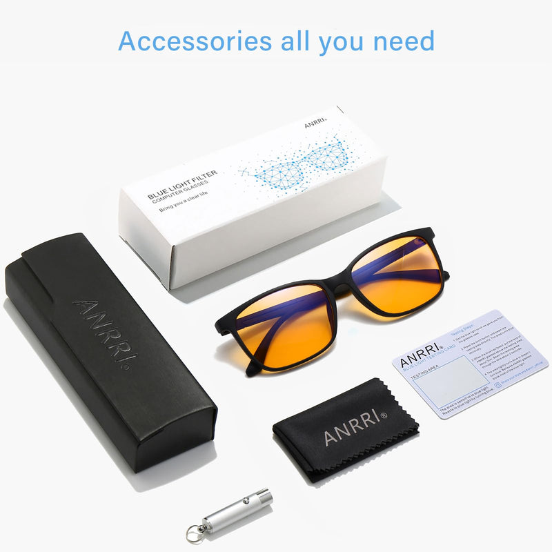 ANRRI Blue Light Blocking Glasses Computer Gaming Professional Powerful Filter Lens Anti Eyestrain Sleeping Glasses Men Women