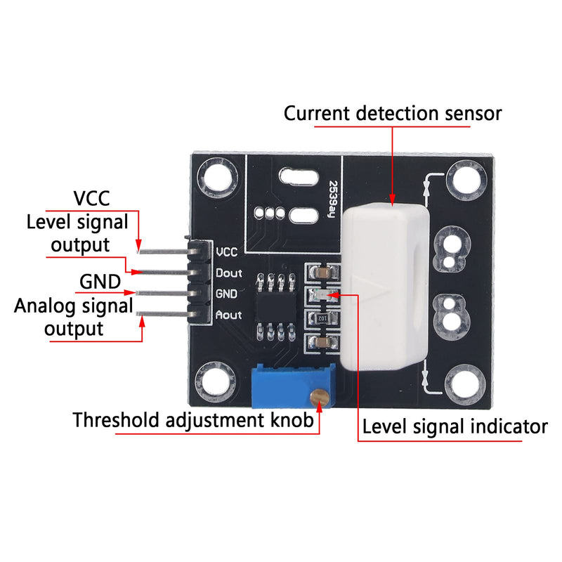 Hall Current Sensor, 35a WCS1800 DC 5V Short Circuit Protection Modules Adjustable Short Circuit Overcurrent Protection Detector for Smart Car Motor Overcurrent Detection Wcs1800-black