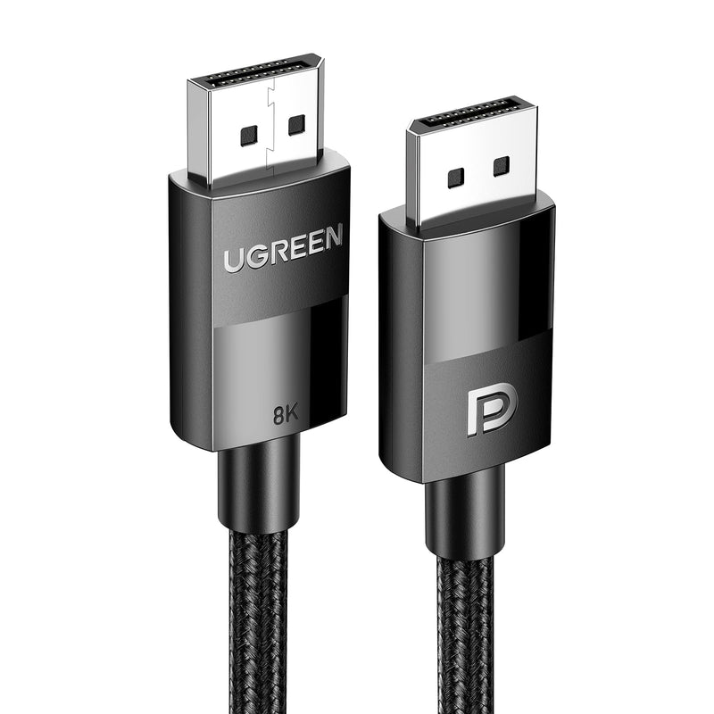 UGREEN 8K Displayport KVM Switch DP 1.4 with 4 USB 3.0 Ports (3 USB-A + 1 USB-C) Bundle with UGREEN VESA Certified 8K DisplayPort Cable 6.6FT, DP 1.4 Cable
