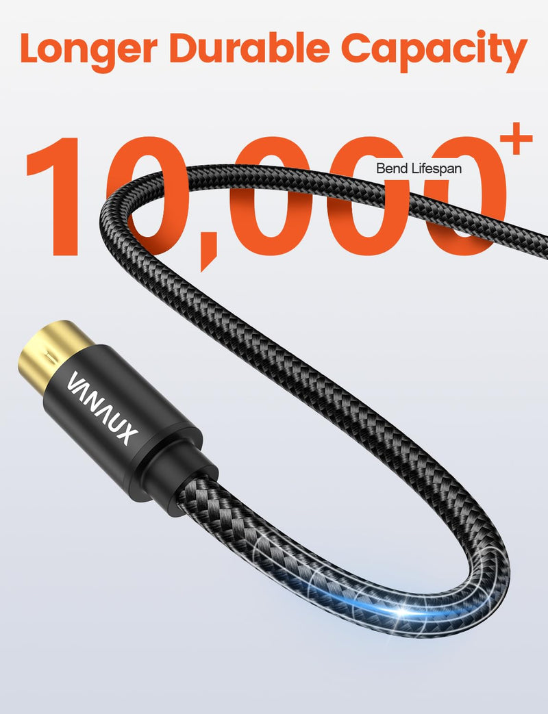 VANAUX MIDI Cable 3FT, Male to Male 5-Pin MIDI Cable Compatible with MIDI Keyboard, Keyboard Synth, Rack Synth, Sampler, External Sound Card, Sound Source and More-Black