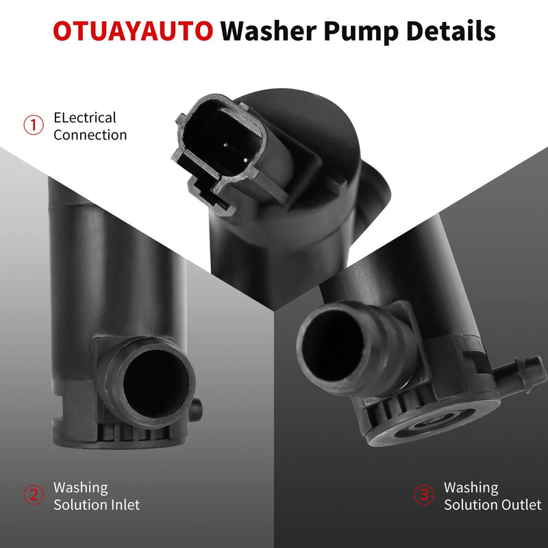 Windshield Washer Pump Replacement for Ford F150,Escape,Focus Lincoln, Mazda, Mercury - OTUAYAUTO Factory OE Style with Grommet Replaces OEM WG-318, F6SU17664DA, 7L8Z-17664-A