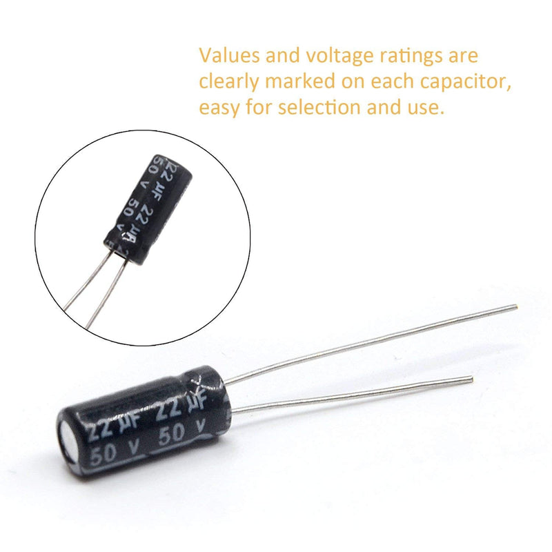 ARCELI 300pcs 15Value Electrolytic Capacitor Range 0.1uF to 470uF Capacitor Assortment Kit