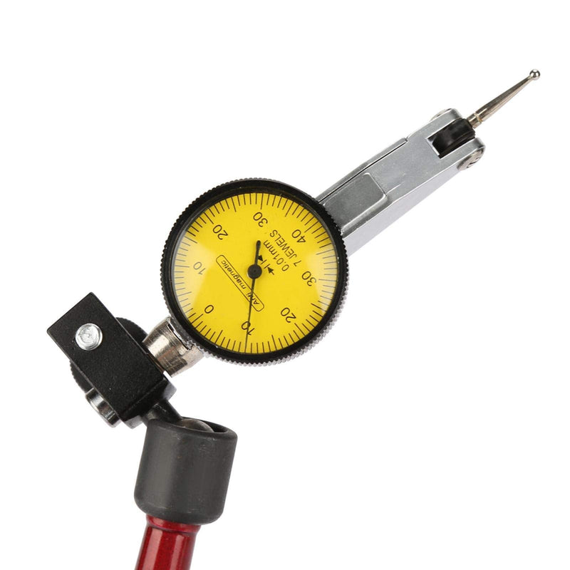 Dial indicator and magnetic base, 0~0.8 mm dial indicator with magnetic holder with central clamping dial indicator probe precision 0-0.8 mm, adjustable flexible magnetic, shockproof