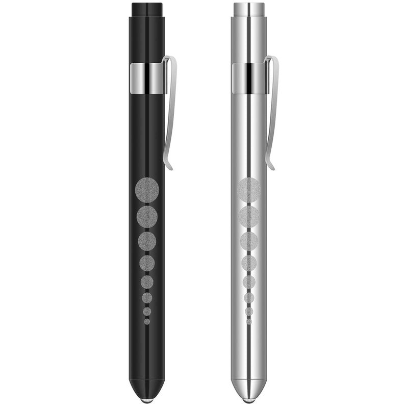 Pupil light flintronic diagnostic light pupil light medical penlight, reusable diagnostic LED penlight, flashlight light pen with pocket clip for doctors 2 pieces #2 black/silver 2 pieces