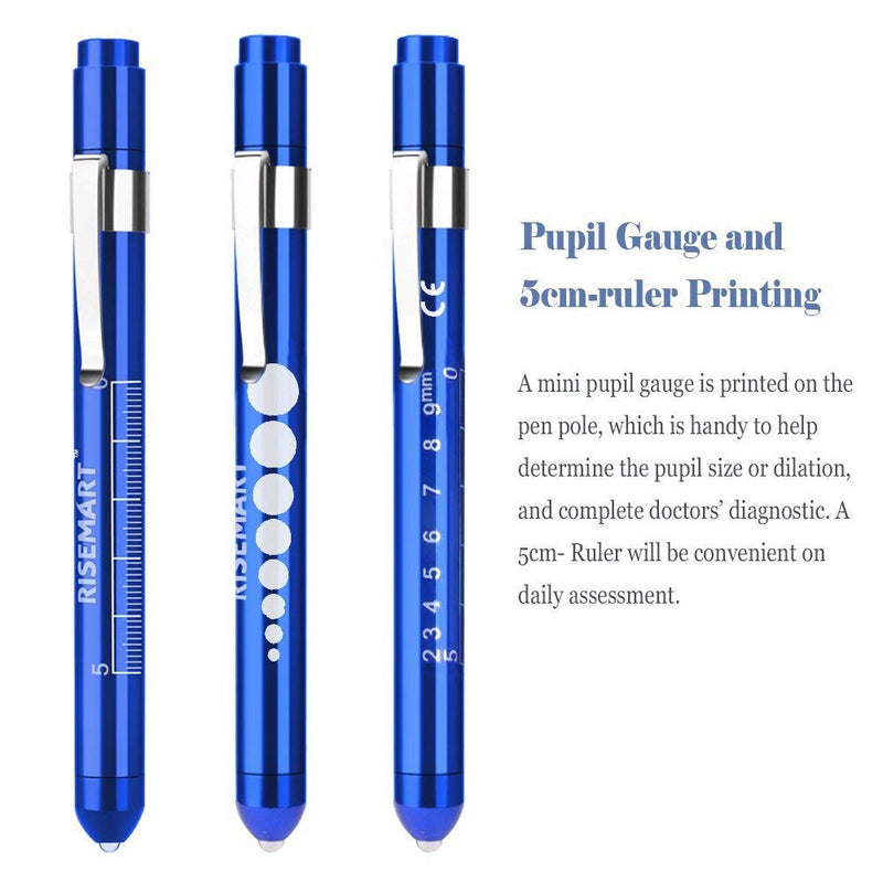 RISEMART Pack of 6 Diagnostic Light Pupil Light Reusable LED Pen Lamp with Pocket Clip for Nurses Doctors Students Pen Light (6 Pieces)