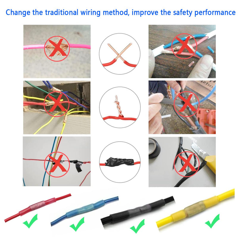 Pack of 150 cable connector set, butt connector with heat shrink tube, waterproof, butt connector for cable, wire, car crimp connector, crimp connector (22-16AWG) red)