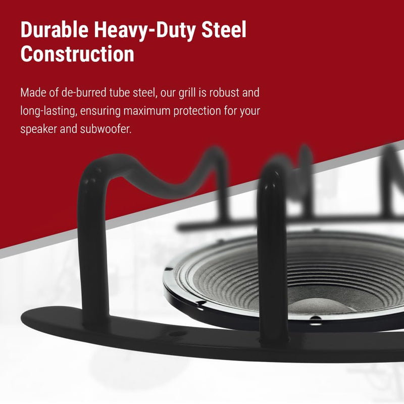 Bbox 10-inch Heavy-Duty Steel Black Bar Grill with Matte Black & Chrome Finish for Woofers - Fully Welded and Ready to Install with Screws - Engineered and Designed in The USA with 1.625" Clearance SINGLE 10"